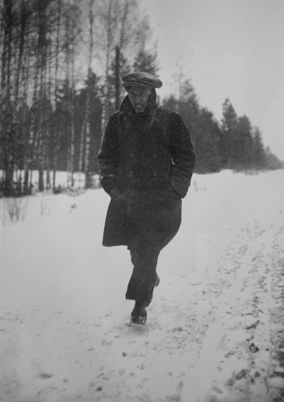 person walking in snow