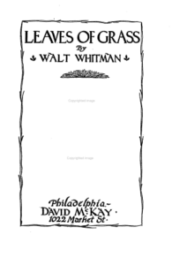 Walt Whitman Leaves of Grass book