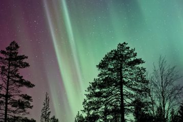 silhouette photo of aurora borealis