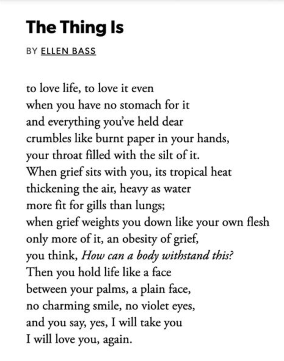 text of The Thing Is by Ellen Bass